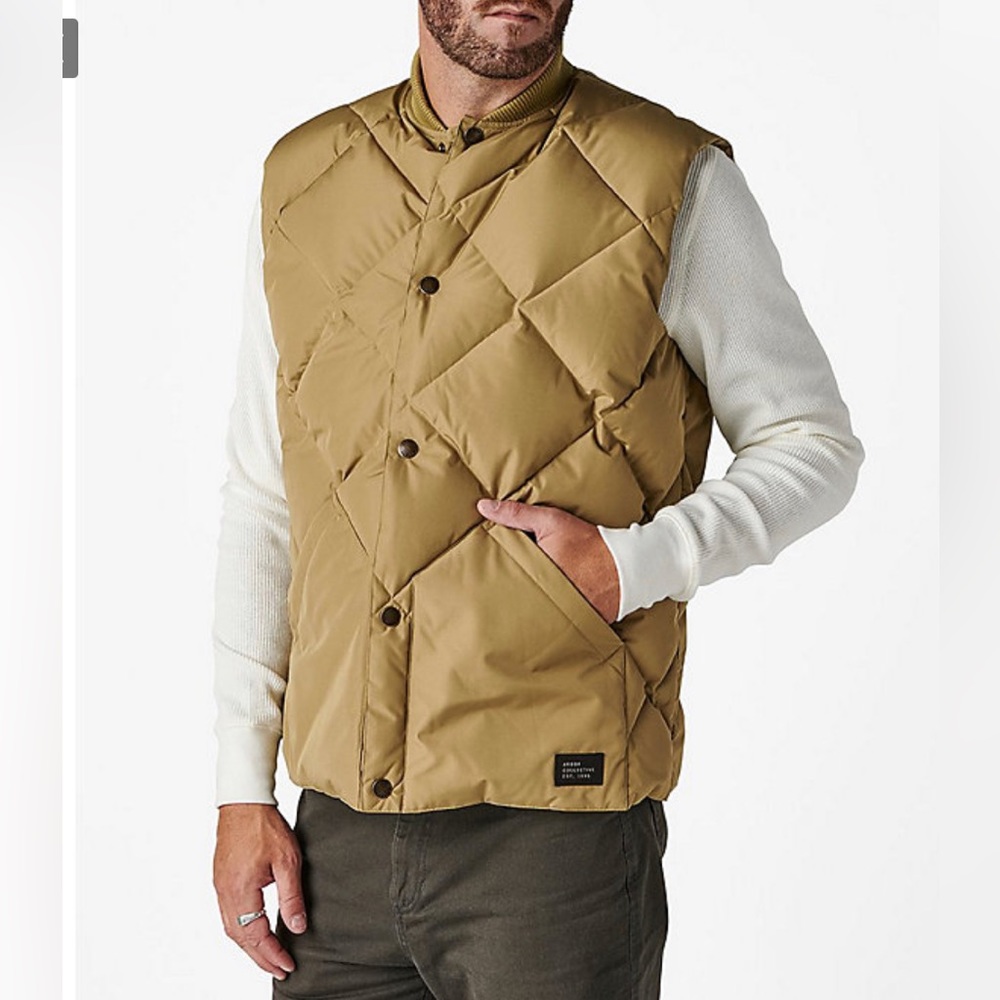 Arbor Quilted Puffer Vest in Khaki & Cream